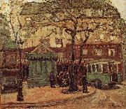 Grant Wood, Greenish Bus in Street of Paris